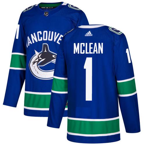 Adidas Men Vancouver Canucks #1 Kirk Mclean Blue Home Authentic Stitched NHL Jersey